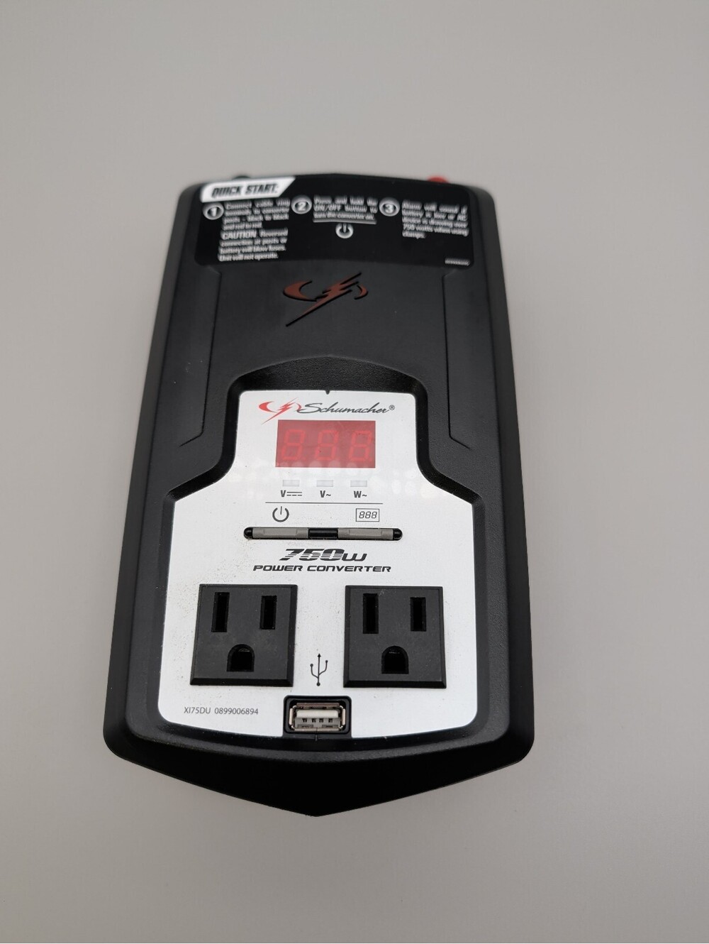 Schumacher 750W Power Converter with USB Port and Dual Outlets